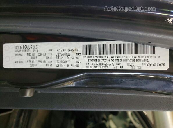 3C63R3AJXGG143773 2016 RAM 3500 Black Вид підкапотного простору