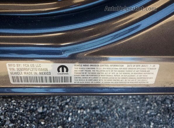 3C63R5FL3TG158406 2026 RAM 2500 Gray Widok naklejki z numerem VIN