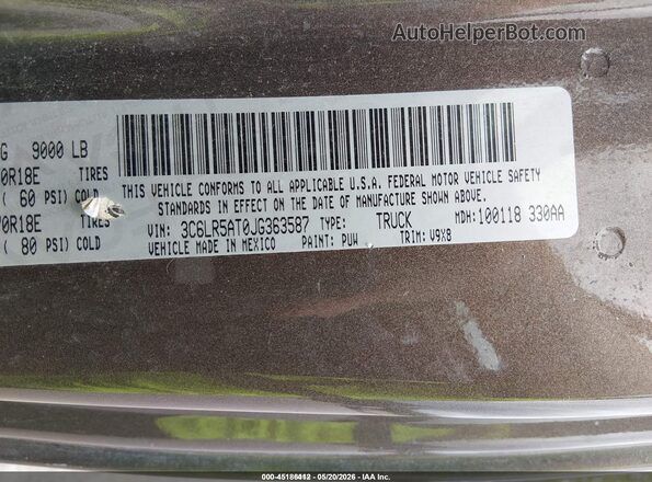 3C6LR5AT0JG363587 2018 RAM 2500 Brown Вид підкапотного простору