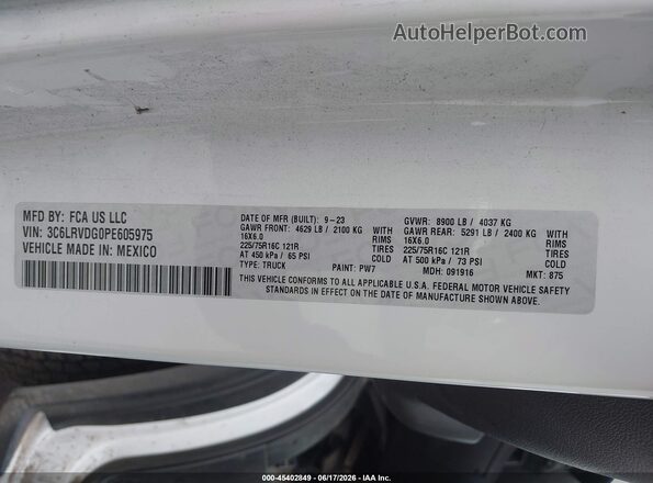 3C6LRVDG0PE605975 2023 RAM PROMASTER 2500 White 