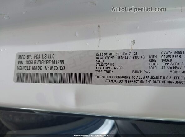 3C6LRVDG1RE141288 2024 RAM PROMASTER 2500 White 