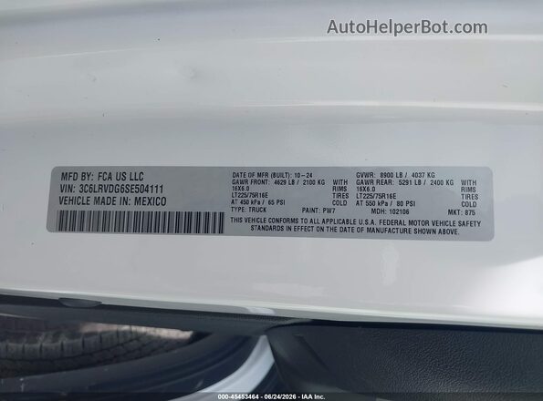 3C6LRVDG6SE504111 2025 RAM PROMASTER 2500 White Engine compartment view