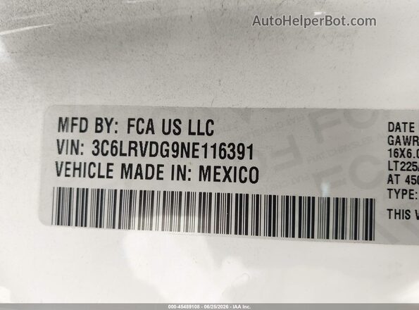 3C6LRVDG9NE116391 2022 RAM PROMASTER 2500 Белый Вид подкапотного пространства