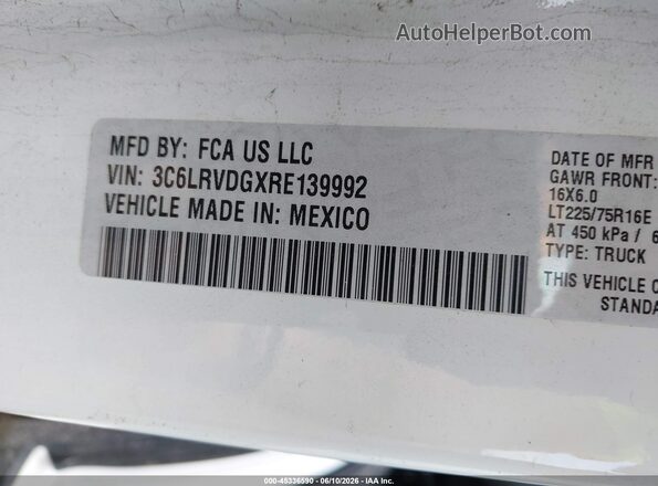 3C6LRVDGXRE139992 2024 RAM PROMASTER 2500 White Вид підкапотного простору