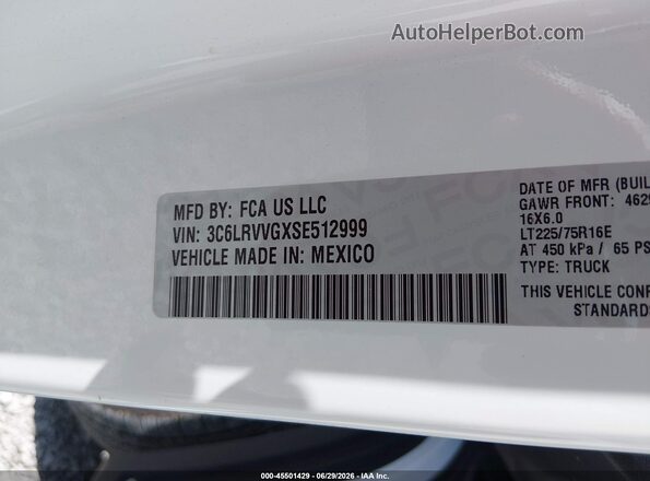 3C6LRVVGXSE512999 2025 RAM PROMASTER 2500 White Շարժիչի բաժամունքի տեսք