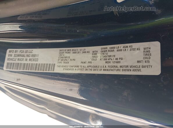 3C6MR4AL1NG189811 2022 RAM 2500 Blue Engine compartment view