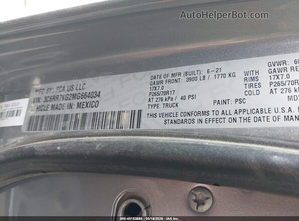 3C6RR7KG2MG664034 2021 RAM 1500 CLASSIC Silver 