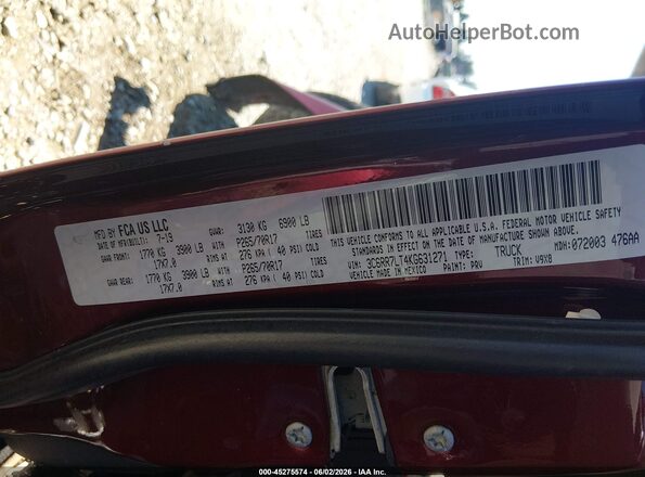 3C6RR7LT4KG631271 2019 RAM 1500 CLASSIC Red Շարժիչի բաժամունքի տեսք