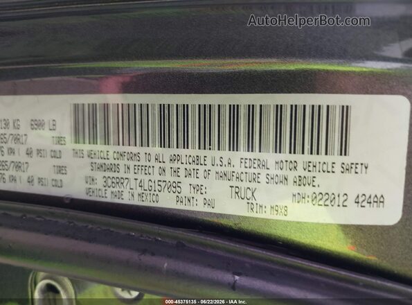 3C6RR7LT4LG157095 2020 RAM 1500 CLASSIC Gray Շարժիչի բաժամունքի տեսք