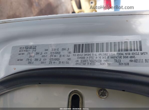 3C6RR7LTXGG254338 2016 RAM 1500 White Engine compartment view