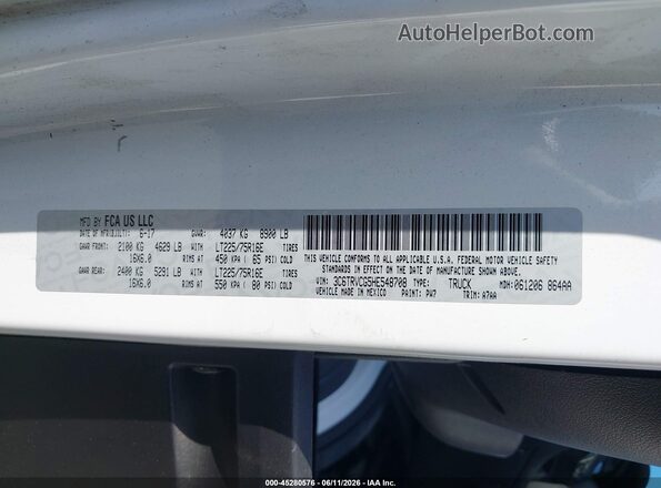3C6TRVCG5HE548708 2017 RAM PROMASTER 2500 Белый Вид подкапотного пространства