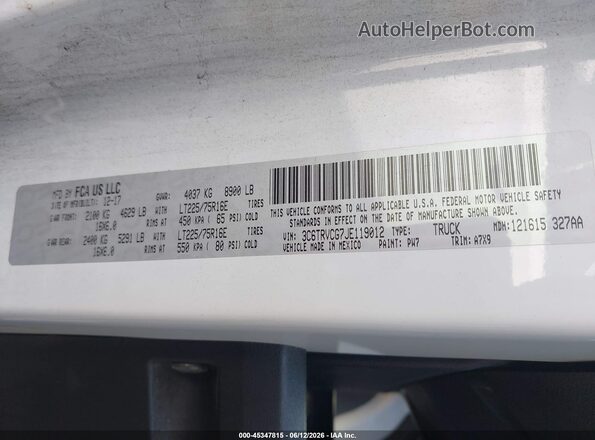 3C6TRVCG7JE119012 2018 RAM PROMASTER 2500 White Շարժիչի բաժամունքի տեսք