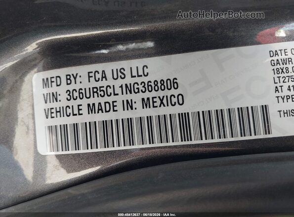 3C6UR5CL1NG368806 2022 RAM 2500 Серый Вид подкапотного пространства