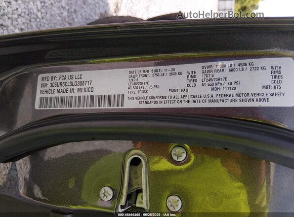 3C6UR5CL3LG308717 2020 RAM 2500 Gray Engine compartment view