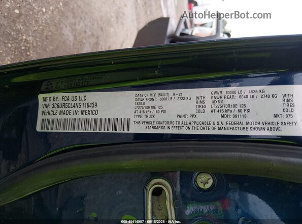 3C6UR5CL4NG110439 2022 RAM 2500 Blue ძრავის განყოფილების ხედი