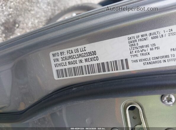 3C6UR5CL5RG233530 2024 RAM 2500 Gray Engine compartment view