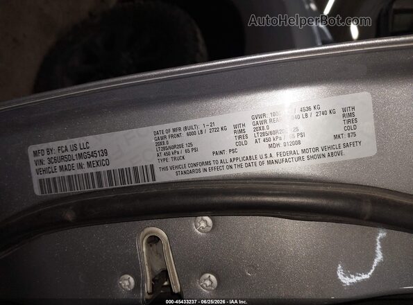 3C6UR5DL1MG545139 2021 RAM 2500 Серый Вид подкапотного пространства