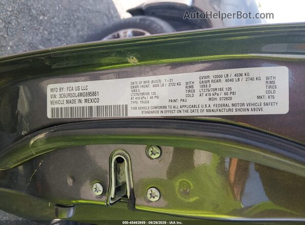 3C6UR5DL4MG695861 2021 RAM 2500 Серый Вид подкапотного пространства