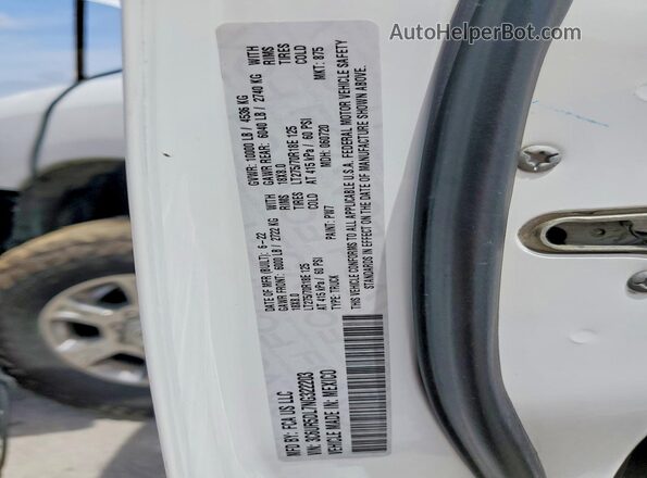 3C6UR5DL7NG322203 2022 RAM 2500 White VIN sticker view
