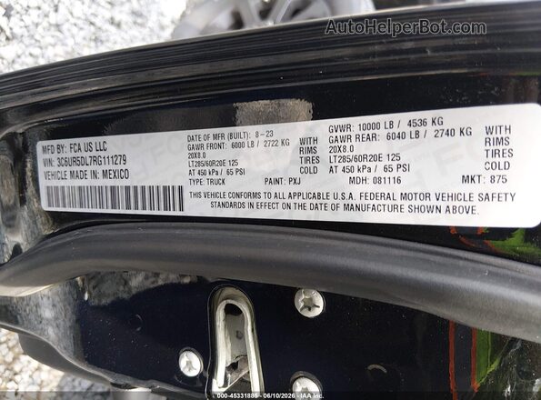 3C6UR5DL7RG111279 2024 RAM 2500 Black Engine compartment view