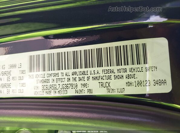 3C6UR5GL7JG367910 2018 RAM 2500 Blue Вид підкапотного простору