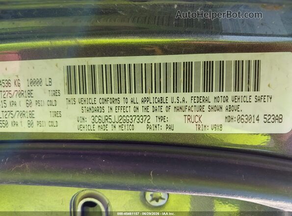 3C6UR5JJ2GG373372 2016 RAM 2500 Серый Вид подкапотного пространства