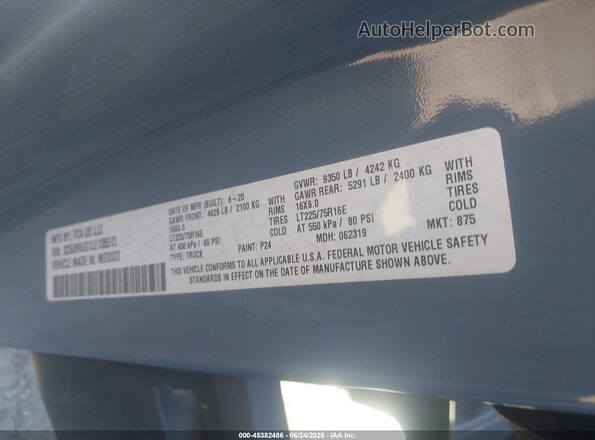 3C6URVJG1LE136513 2020 RAM PROMASTER 3500 Light Blue Вид підкапотного простору