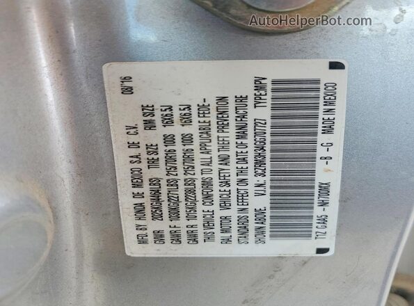 3CZRM3H34GG707727 2016 HONDA CR-V Silver Widok wnętrza 360 stopni
