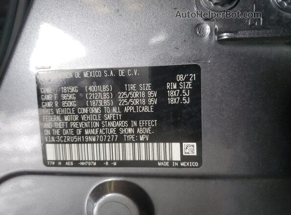 3CZRU5H19NM707277 2022 HONDA HR-V Серый Вид подкапотного пространства