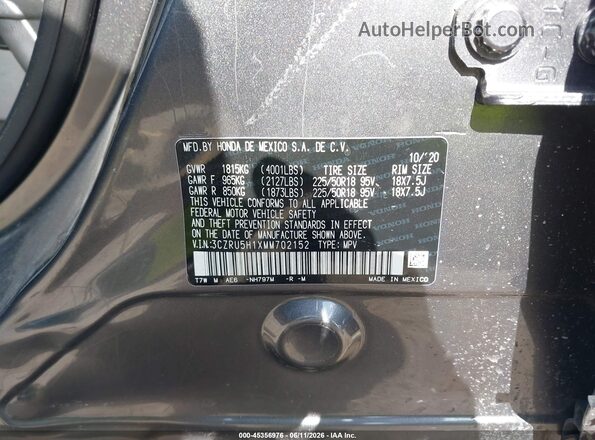 3CZRU5H1XMM702152 2021 HONDA HR-V Gray Engine compartment view
