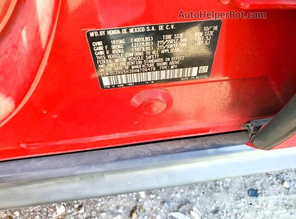 3CZRU5H36HM706478 2017 HONDA HR-V Red Вид підкапотного простору