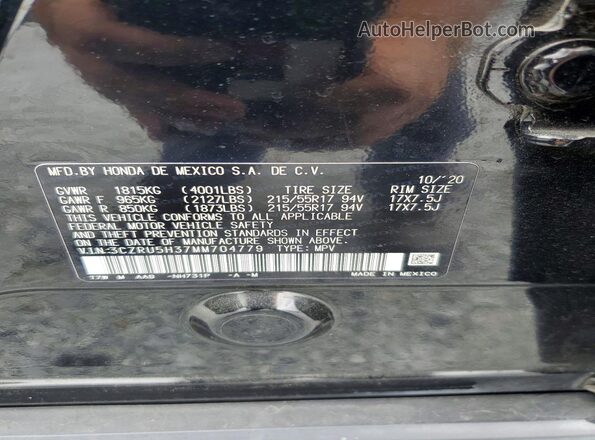 3CZRU5H37MM704779 2021 HONDA HR-V Black Панорамний вид салону 360°