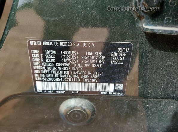 3CZRU5H54JG701110 2018 HONDA HR-V Green Vista de la etiqueta del VIN