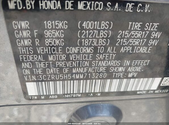 3CZRU5H54MM713280 2021 HONDA HR-V Silver Engine compartment view