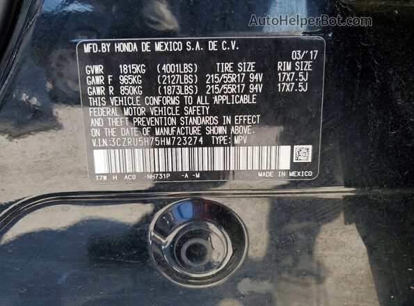 3CZRU5H75HM723274 2017 HONDA HR-V Black 