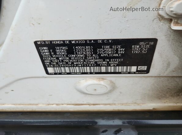 3CZRU5H7XJM717847 2018 HONDA HR-V White Engine compartment view