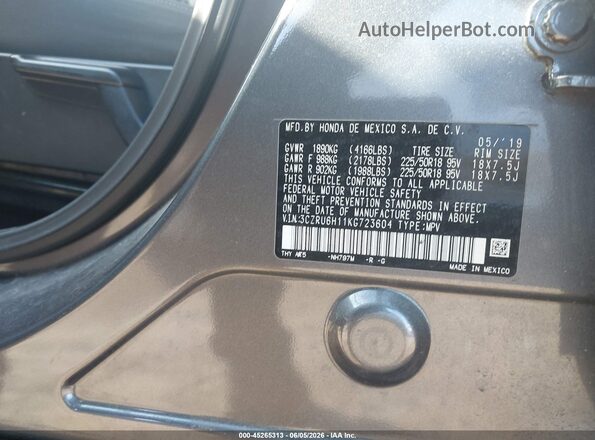 3CZRU6H11KG723604 2019 HONDA HR-V Gray Engine compartment view