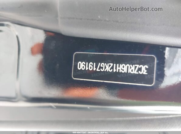 3CZRU6H12KG719190 2019 HONDA HR-V Black Вид підкапотного простору