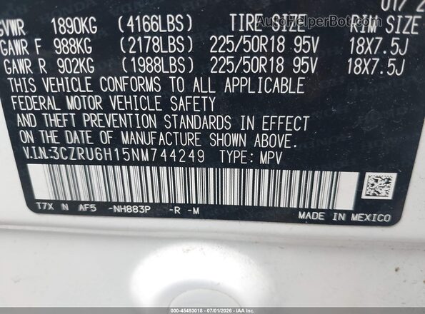3CZRU6H15NM744249 2022 HONDA HR-V White Engine compartment view