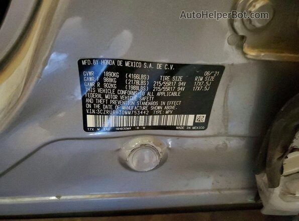 3CZRU6H30MM753442 2021 HONDA HR-V Silver VIN կոդի պիտակի տեսք
