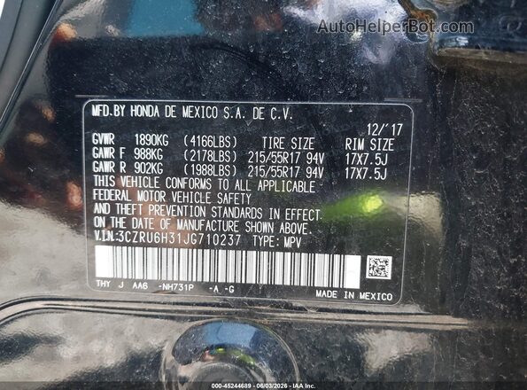 3CZRU6H31JG710237 2018 HONDA HR-V Black 