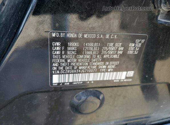 3CZRU6H34JG710071 2018 HONDA HR-V Black Engine compartment view
