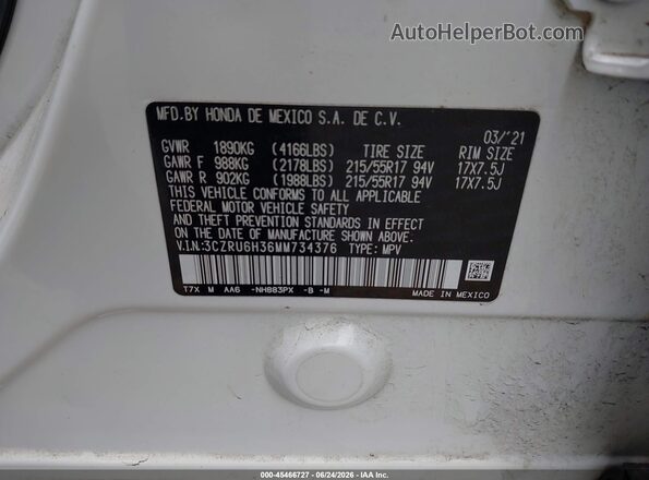 3CZRU6H36MM734376 2021 HONDA HR-V White Engine compartment view