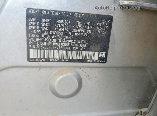 3CZRU6H36NM759084 2022 HONDA HR-V Silver Engine compartment view