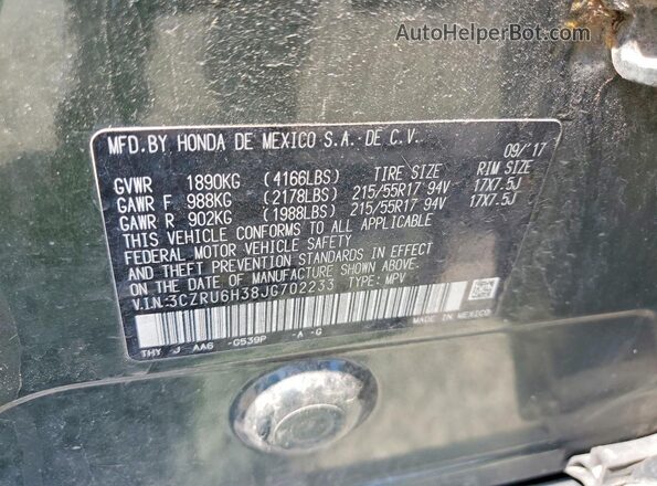 3CZRU6H38JG702233 2018 HONDA HR-V Green 