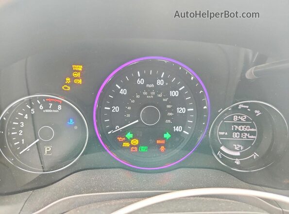 3CZRU6H50GM707308 2016 HONDA HR-V Blue Instrument cluster view