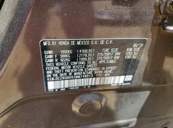 3CZRU6H53MM748513 2021 HONDA HR-V Purple 