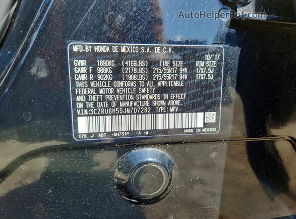 3CZRU6H59JM707282 2018 HONDA HR-V Black 