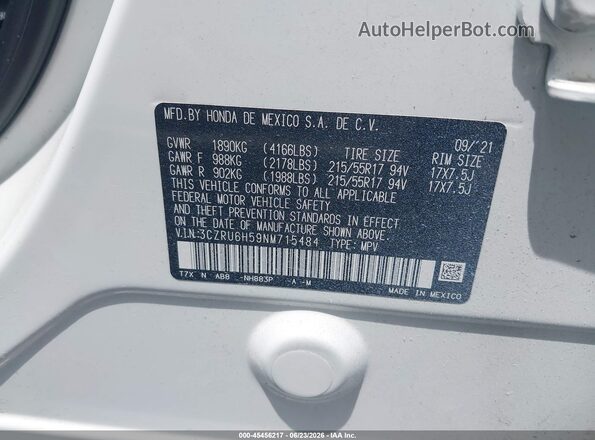 3CZRU6H59NM715484 2022 HONDA HR-V White Vista del compartimento del motor