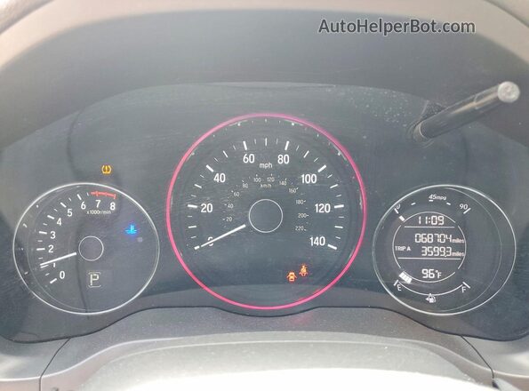 3CZRU6H5XGM743829 2016 HONDA HR-V White Instrument cluster view